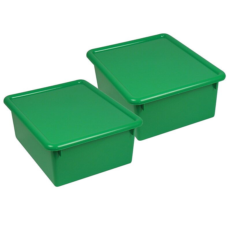 Romanoff Stowaway Plastic 5" Letter Box with Lid, Green, Pack of 2 (ROM16005-2) image 1