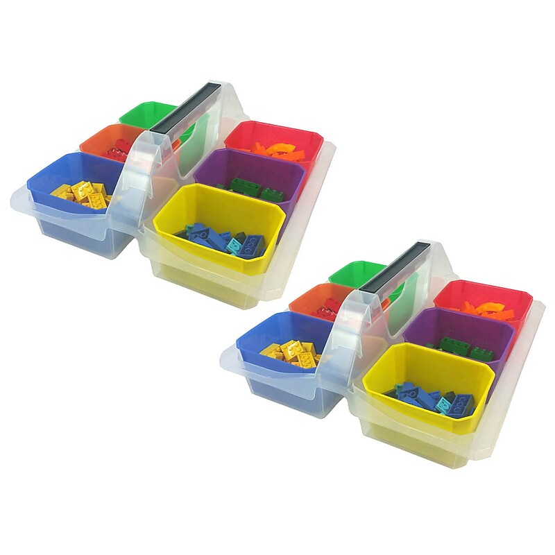 Romanoff Plastic Caddy with 6 Cups, Small, Assorted Colors, Pack of 2 (ROM250-2) image 1