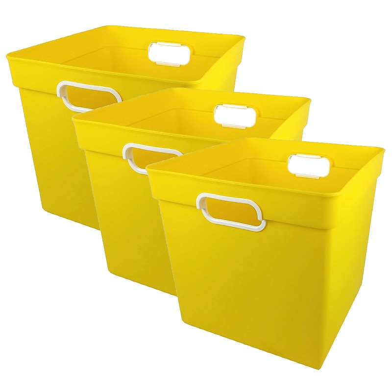 Romanoff Plastic Cube Bin, 11.5 x 11" x 10.5", Yellow, Pack of 3 (ROM72503-3) image 1