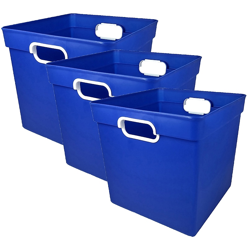 Romanoff Plastic Cube Bin, 11.5 x 11" x 10.5", Blue, Pack of 3 (ROM72504-3) image 1