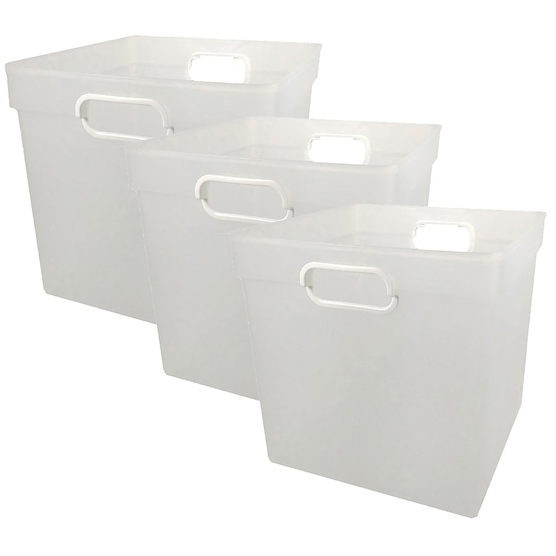 Romanoff Plastic Cube Bin, 11.5 x 11" x 10.5", Clear, Pack of 3 (ROM72520-3) image 1