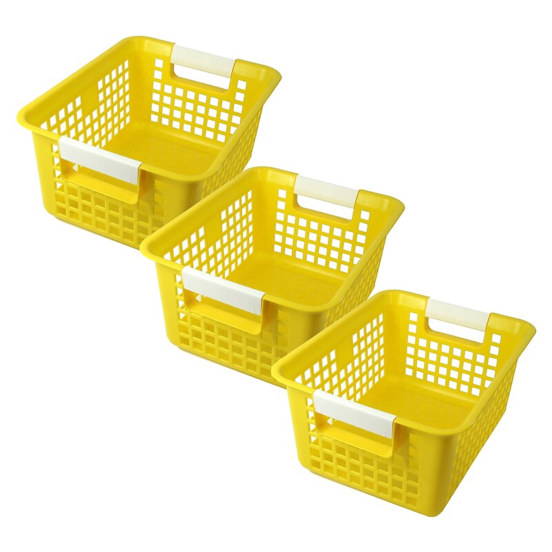 Romanoff Plastic Tattle® Book Basket, 12.25" x 9.75" x 6", Yellow, Pack of 3 (ROM74903-3) image 1