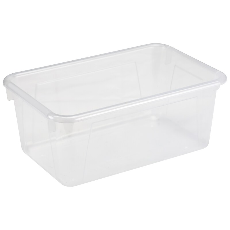 Storex Polypropylene Small Cubby Bin, 12.2" x 7.8" x 5.1", Clear, Pack of 5 (STX62461U05C) image 1