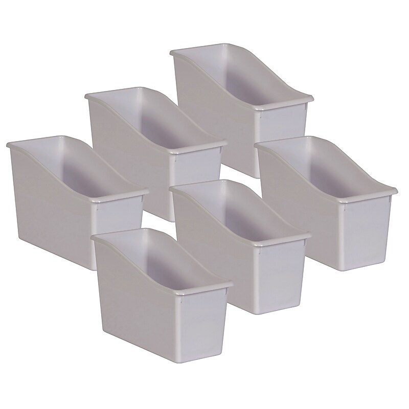 Teacher Created Resources Plastic Book Bin, 5.5" x 11.38" x 7.5", White, 6/Bundle (TCR20425-6) image 1