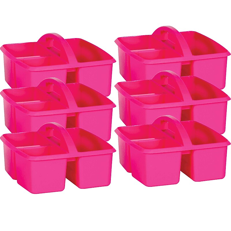 Teacher Created Resources Plastic Storage Caddy, 9" x 9.25" x 5.25", Pink, 6/Bundle (TCR20908-6) image 1