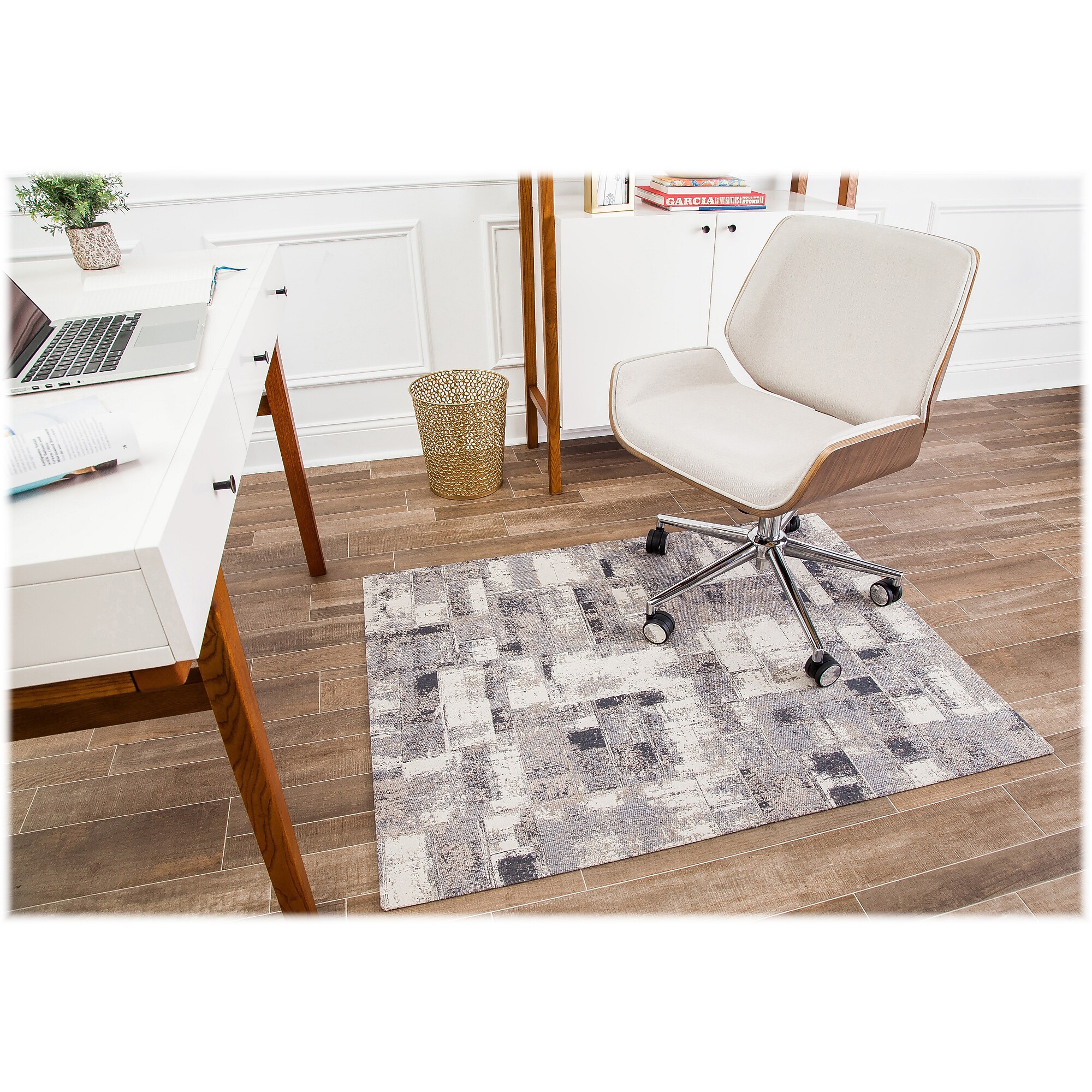 Anji Mountain Rug’d Aarhus Carpet & Hard Floor Chair Mat, 36″ x 48”, Gray/White (AMB9007) Sansujyuku sansujyuku.com