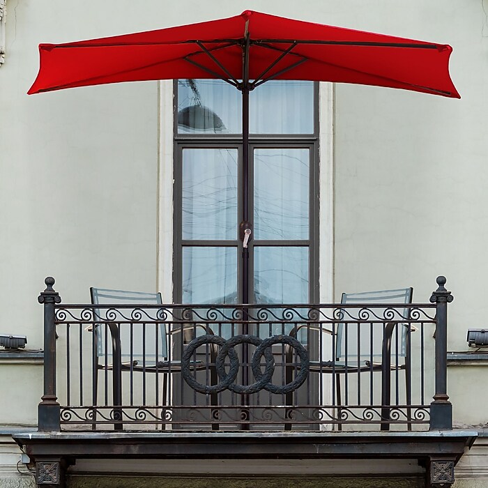 half wall patio umbrella led red ABCCANOPY 9FT Outdoor Umbrella(Burgundy) This outdoor offset umbrella frees up space underneath FLAME&SHADE 9 ft Half Round