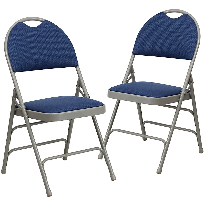 Flash Furniture HERCULES Series Fabric/Metal Folding Chair, Navy Blue, 2/Pack (2HAMC705AF3NVY) image 1