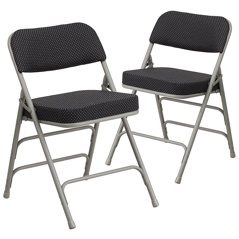 Flash Furniture HERCULES Series Fabric Folding Chair, Black, 2/Pack (2AWMC320AFBK) image 1