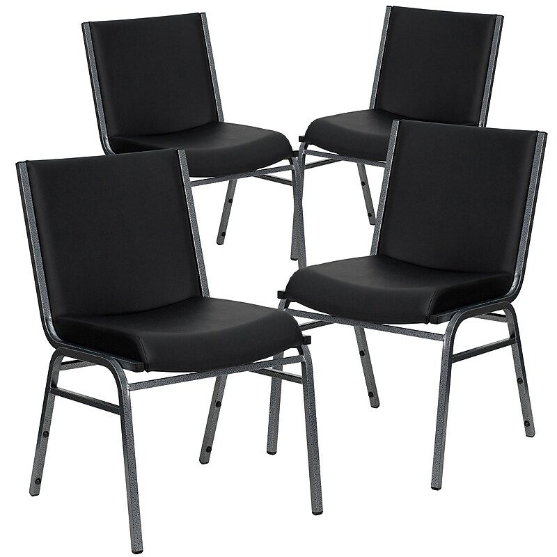 Flash Furniture HERCULES Vinyl Stacking Chair, Black, 4/Pack (4XU60153BKVYL) image 1