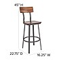 Flash Furniture Flint Series Industrial Metal Rectangular Back Restaurant Barstool, Rustic Walnut/Gray (XUDG60582B)~#|#~sp142047150_sc7