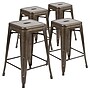 Flash Furniture Cierra Industrial Metal Counter-Height Bar Stool without Back, Gun Metal Gray, 4-Pieces/Pack (4ET3132024GNR)~#|#~sp142047169_sc7