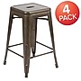 Flash Furniture Cierra Industrial Metal Counter-Height Bar Stool without Back, Gun Metal Gray, 4-Pieces/Pack (4ET3132024GNR)~#|#~sp142047174_sc7
