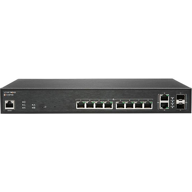 SonicWALL SWS12-10FPOE 12-Port Gigabit Ethernet Managed Switch, Black (02-SSC-2464) image 1