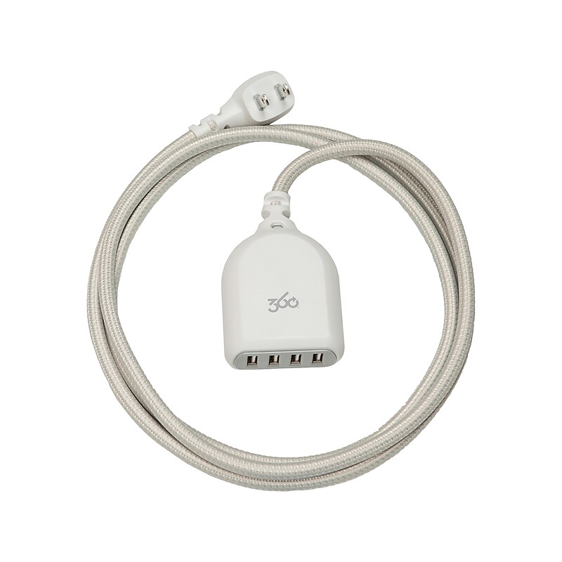 360 Electrical Habitat USB Extension Cord, Titanium (360614-TI-4ES-C1) image 1
