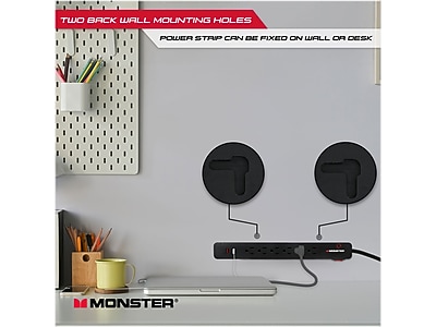 Monster 6-Outlet 2-USB Port Surge Protector, 6′, Black (2MNAC0948B0L2) Sansujyuku sansujyuku.com