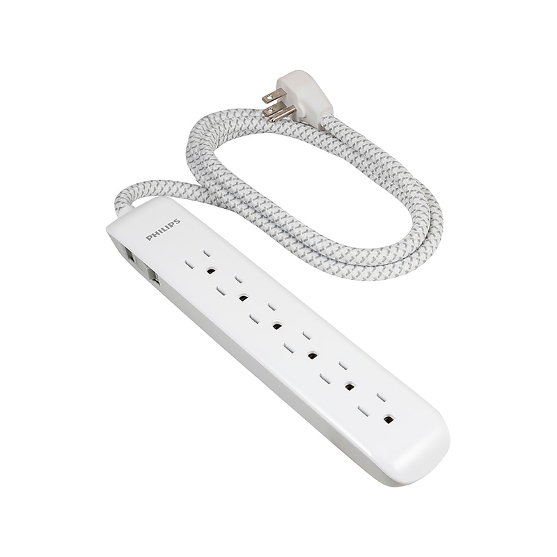 Philips 6-Outlet Surge Protector, 6', White/Gray (SPC3054WA/37-991) image 1