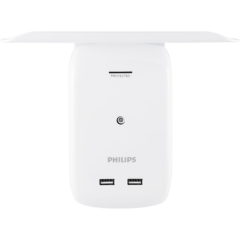 Philips 6-Outlet 2-USB Port Surge Protector, White (SPS6024WA/37) image 1