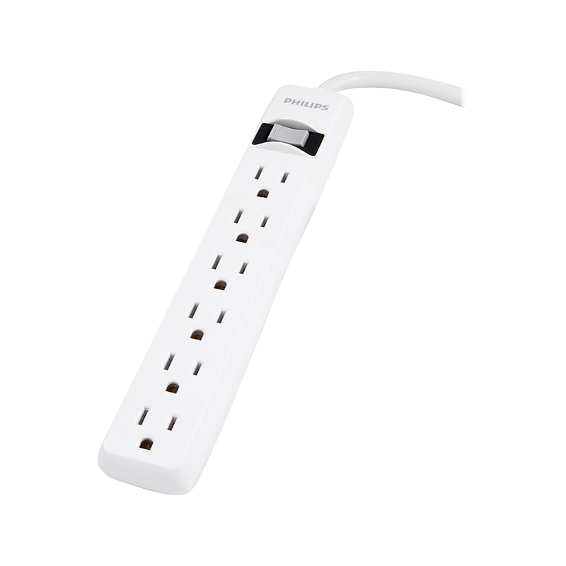 Philips 6-Outlet Surge Protector, 2', White (SPP3063WP/37-U1) image 1