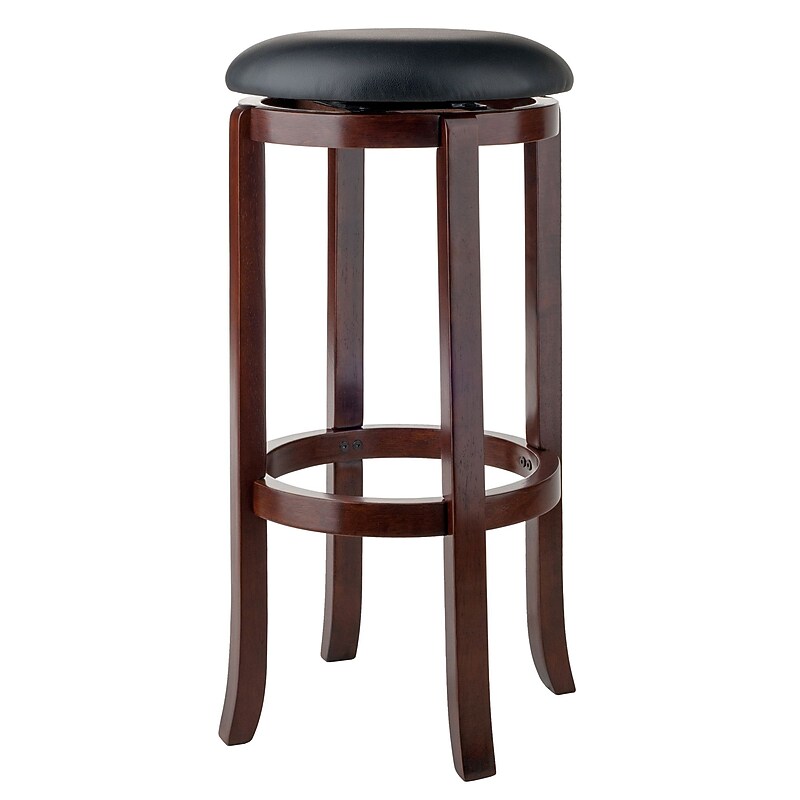 Winsome Walcott Faux Leather Bar Stool, Black/Walnut (94160) image 1