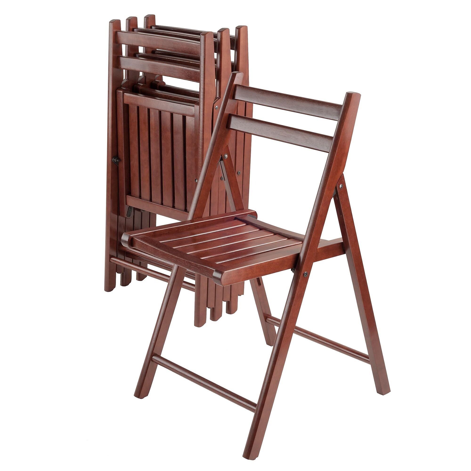 Winsome Robin 4 Piece Armless Slated Folding Chair Set, Walnut (94415) Sansujyuku sansujyuku.com