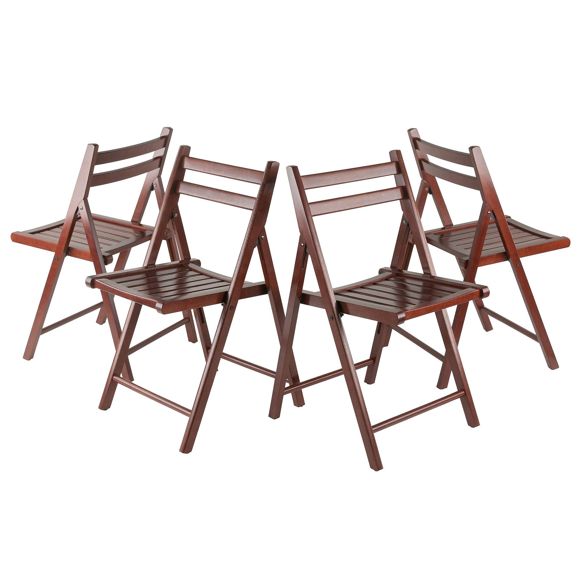 Winsome Robin 4 Piece Armless Slated Folding Chair Set, Walnut (94415) Sansujyuku sansujyuku.com