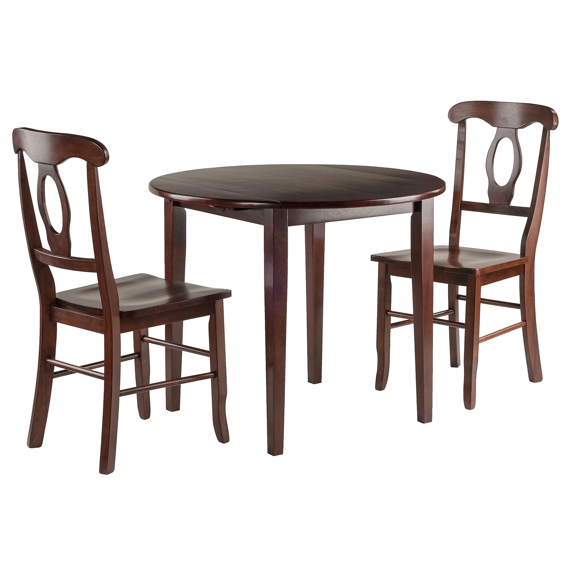 Winsome Clayron 3-Piece 35.98″ Round Wooden DropLeaf Table Dining Set, Walnut (94388) Sansujyuku sansujyuku.com