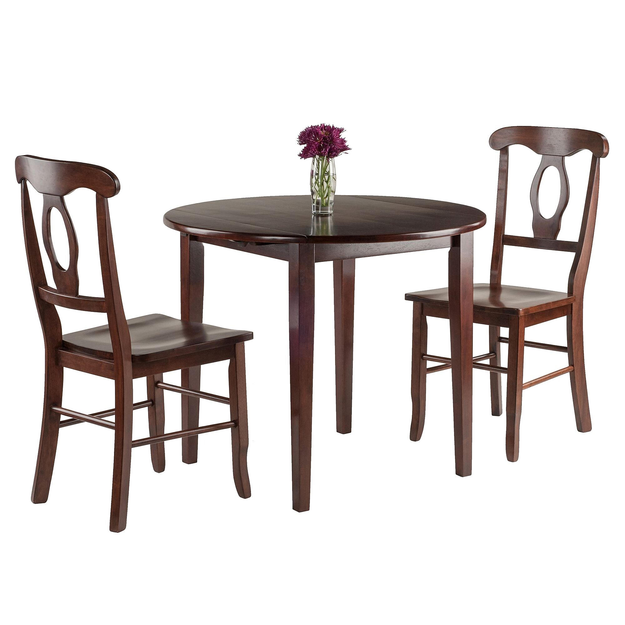 Winsome Clayron 3-Piece 35.98″ Round Wooden DropLeaf Table Dining Set, Walnut (94388) Sansujyuku sansujyuku.com