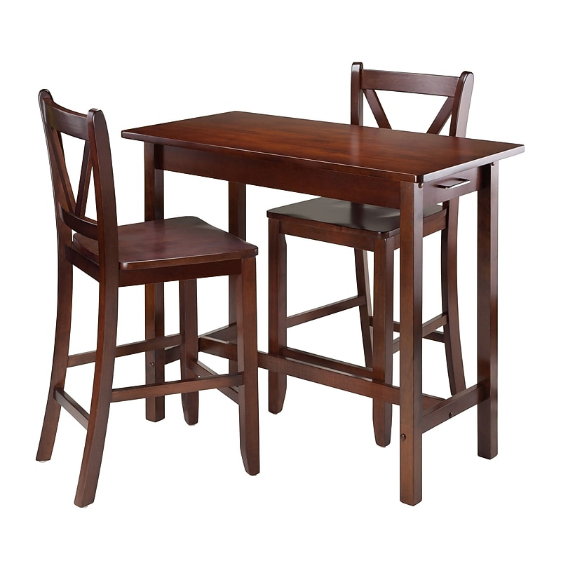 Winsome Sally 3 Piece Breakfast Table Set with V-Back Stools (94364) image 1