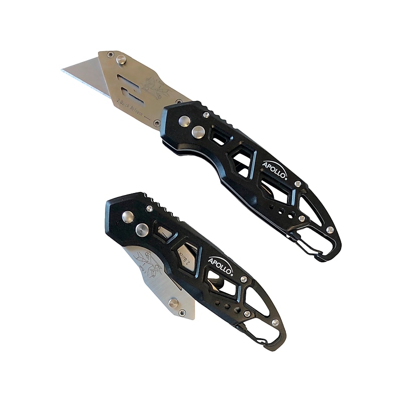 Apollo Tools Stainless Steel Foldable Utility Knife with Carabiner Clip and Fast-Change Blade (DT5017) image 1