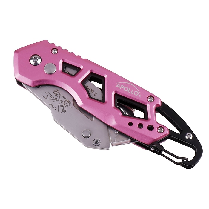 Apollo Tools Stainless Steel Foldable Utility Knife with Carabiner
