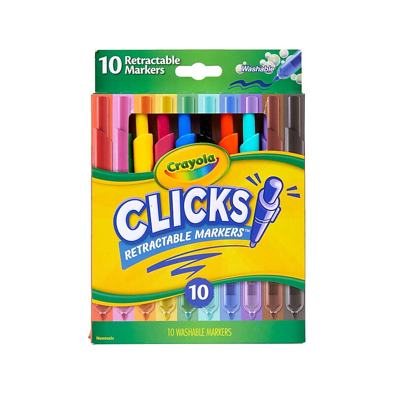 Crayola SuperClick Washable Paint Markers, Conical, Assorted Colors, 10/Pack (58-8370) image 1
