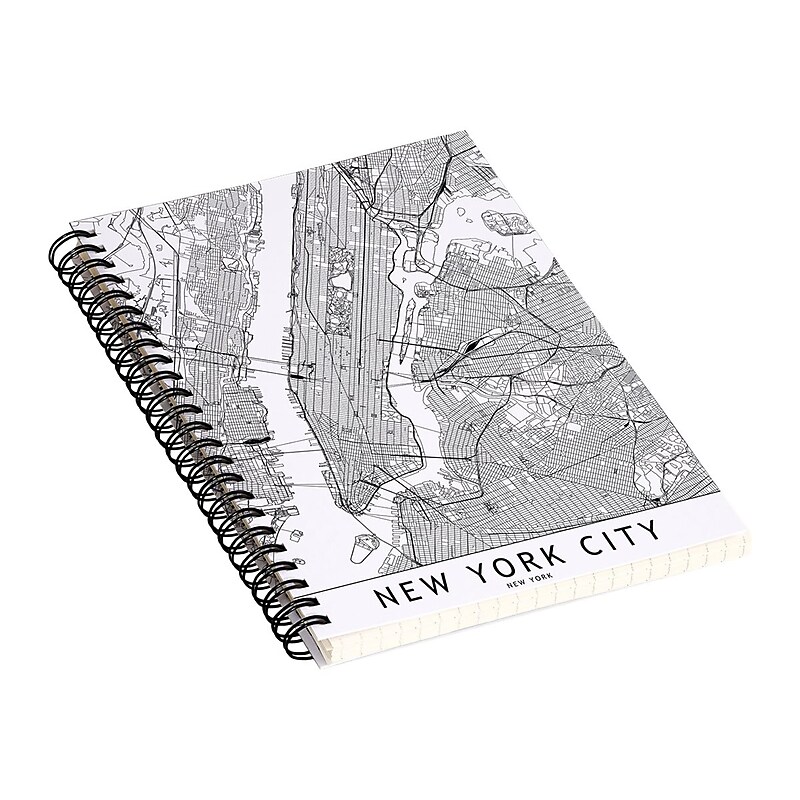 DENY Designs New York City White Map by Multiplicity Notebook, 5.5" x 8.25", Dotted, 40 Sheets, Cream (69105-nobs01) image 1