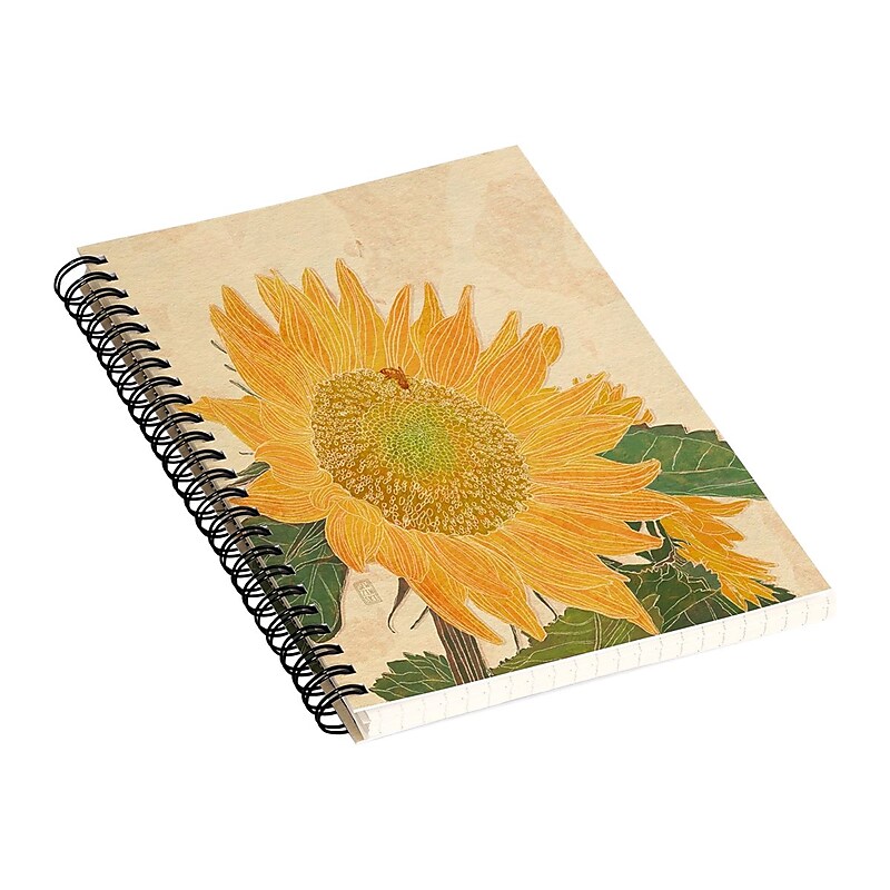 DENY Designs Sunflower and Bee by Sewzinski Professional Notebooks, 5.5" x 8.25", Dotted, 40 Sheets, Multicolor (74737-NOBS01) image 1