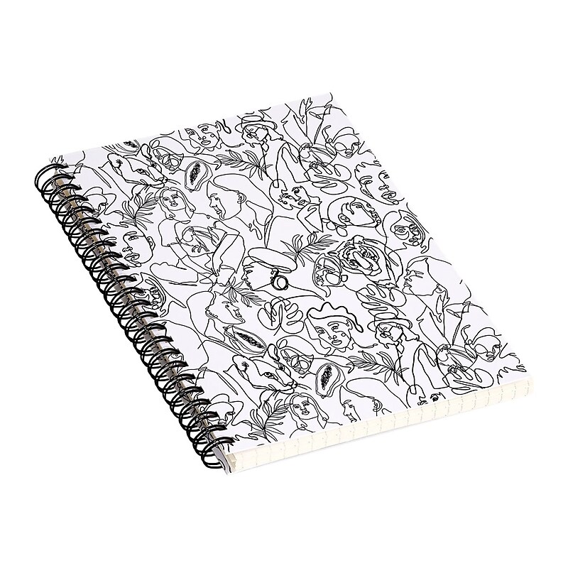 DENY Designs Linear Feminine Essence by Marta Barragan Camarasa Notebook, 5.5" x 8.25", Dotted, 40 Sheets, White/Black image 1