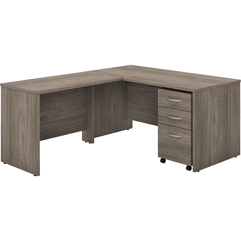 Bush Business Furniture Studio C 60"W L Shaped Desk with Mobile File Cabinet and Return, Modern Hickory (STC008MHSU) image 1