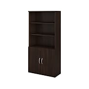 Bush Business Furniture Studio C Tall 5 Shelf Bookcase with Doors, Black Walnut (STC015BW)