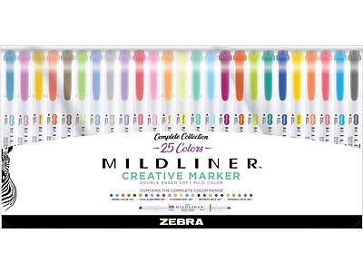 Zebra Mildliner Double Ended Highlighter Variety Pack, Asst Ink Colors, Bold-Chisel/Fine-Bullet Tips