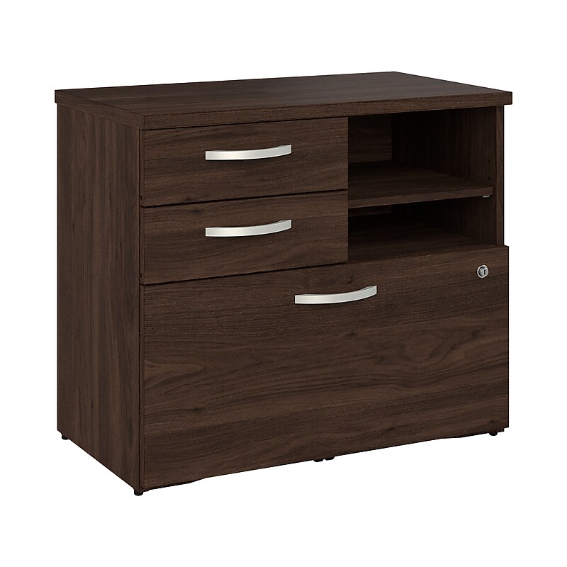 Bush Business Furniture Studio C Office Storage Cabinet with Drawers and Shelves, Black Walnut (SCF130BWSU) image 1