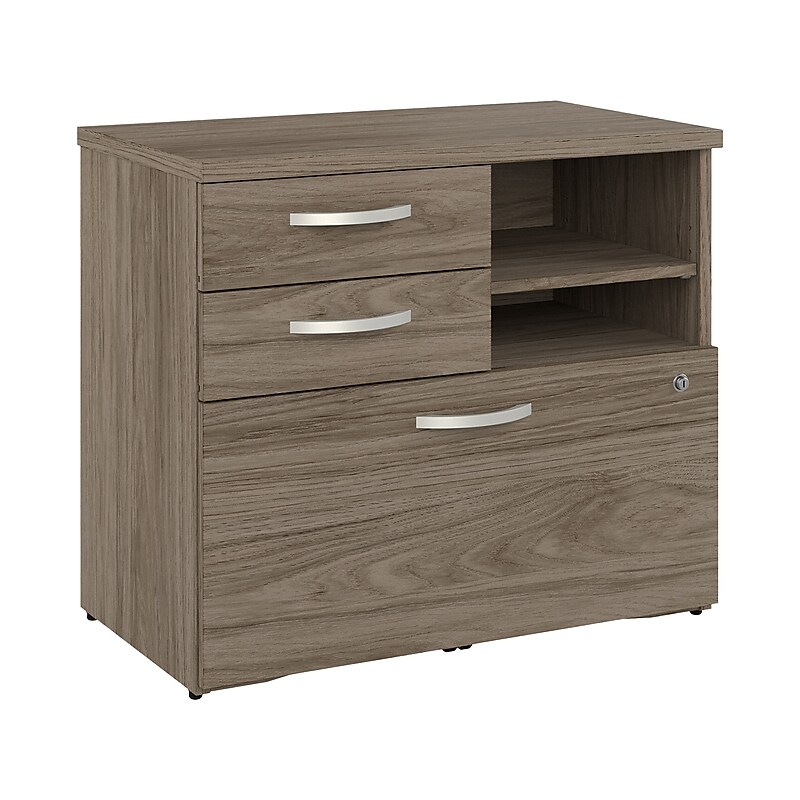 Bush Business Furniture Studio C Office Storage Cabinet with Drawers and Shelves, Modern Hickory (SCF130MHSU) image 1