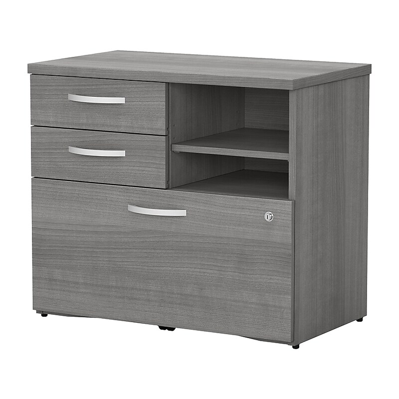 Bush Business Furniture Studio C Office Storage Cabinet with Drawers and Shelves, Platinum Gray (SCF130PGSU) image 1
