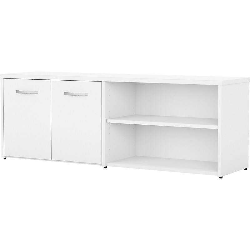 Bush Business Furniture Studio C Low Storage Cabinet with Doors and Shelves, White (SCS160WH) image 1