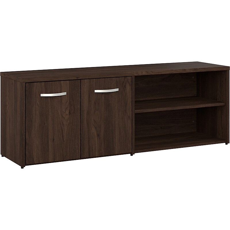 Bush Business Furniture Studio C Low Storage Cabinet with Doors and Shelves, Black Walnut (SCS160BW) image 1