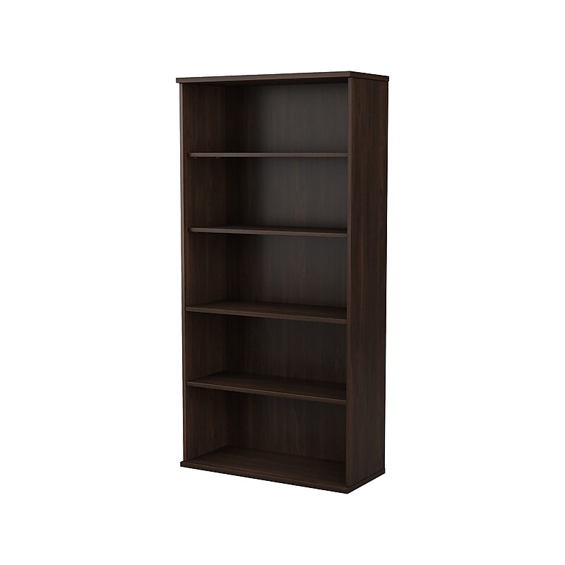 Bush Business Furniture Studio C 73"H 5-Shelf Bookcase with Adjustable Shelves, Black Walnut Laminated Wood (SCB136BW) image 1