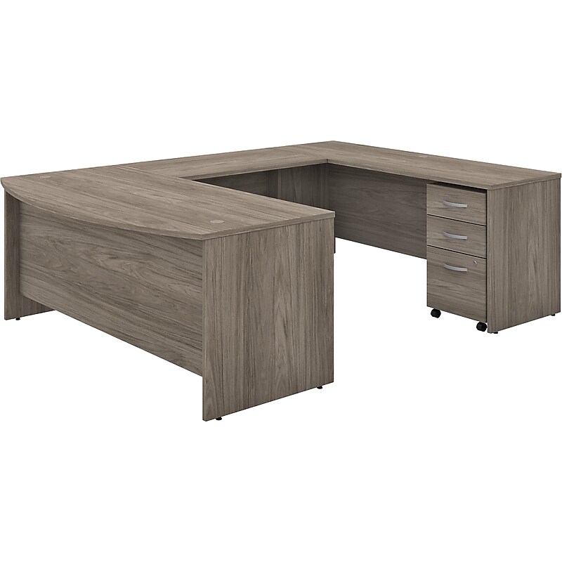 Bush Business Furniture Studio C 72"W U Shaped Desk with Mobile File Cabinet, Modern Hickory (STC004MHSU) image 1