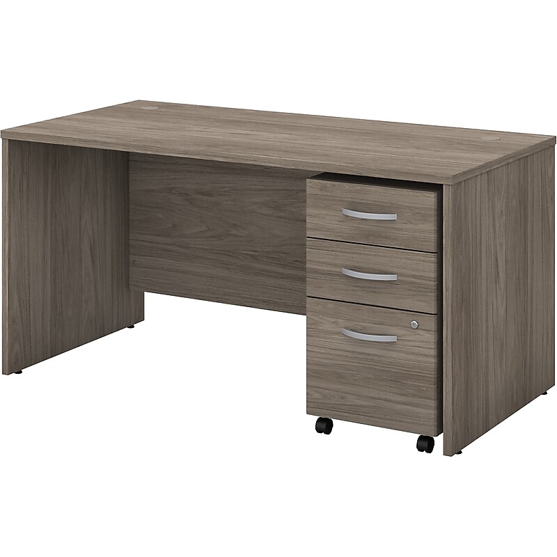 Bush Business Furniture Studio C 60"W Office Desk with Mobile File Cabinet, Modern Hickory (STC014MHSU) image 1