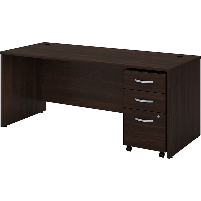 Bush Business Furniture Studio C 72"W Office Desk with Mobile File Cabinet, Black Walnut (STC013BWSU) image 1