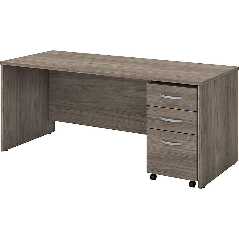 Bush Business Furniture Studio C 72"W Office Desk with Mobile File Cabinet, Modern Hickory (STC013MHSU) image 1