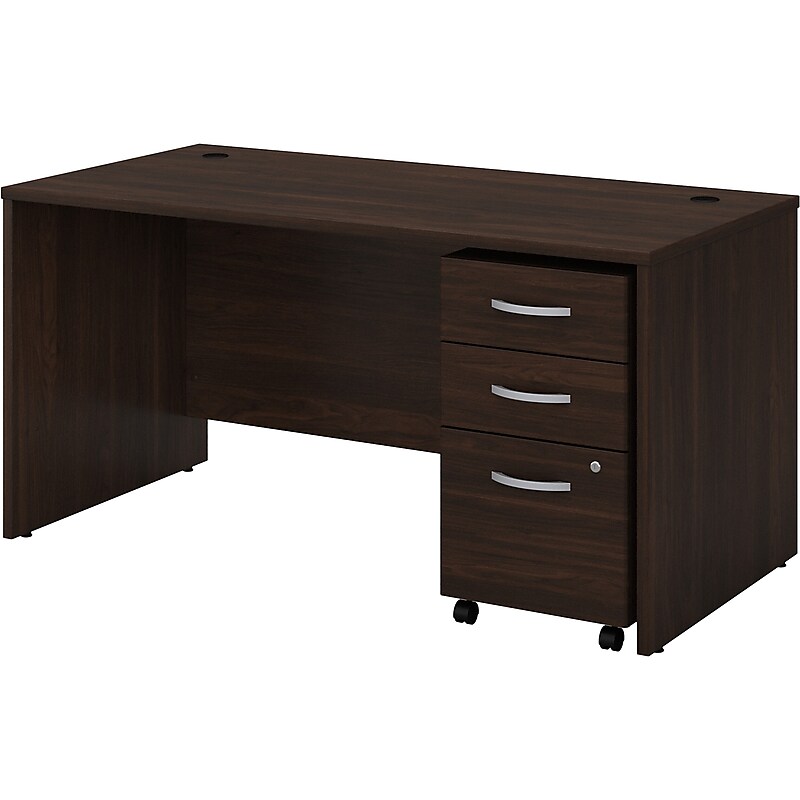 Bush Business Furniture Studio C 60"W Office Desk with Mobile File Cabinet, Black Walnut (STC014BWSU) image 1