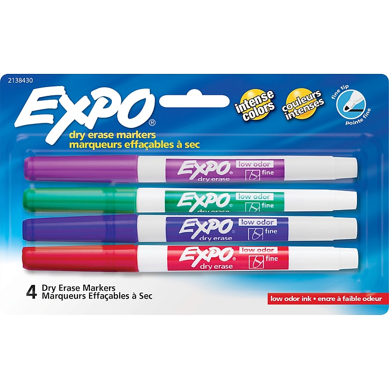 Expo Dry Erase Markers, Fine Tip, Assorted Colors, 4/Pack (2138430) image 1